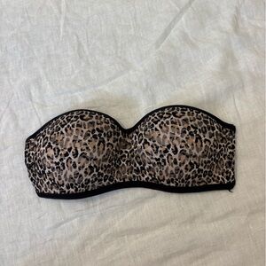 Victoria's Secret Bra leopard cheetah bandeau Strapless Medium